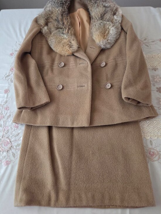 Vintage Dresses & Skirts - Vintage Camel Colored Wool Suit